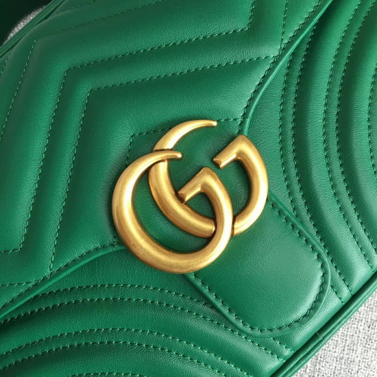 Gucci GG Marmont Small Shoulder Bag Emerald Green Leather