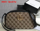 Gucci GG Marmont Small Shoulder Bag Original GG Canvas Black Leather 447632 Replica