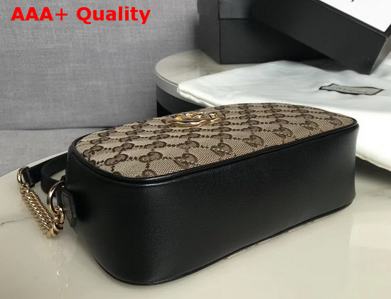 Gucci GG Marmont Small Shoulder Bag Original GG Canvas Black Leather 447632 Replica