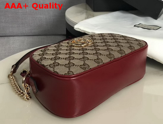 Gucci GG Marmont Small Shoulder Bag Original GG Canvas Red Leather 447632 Replica