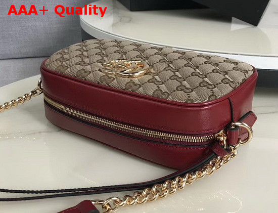 Gucci GG Marmont Small Shoulder Bag Original GG Canvas Red Leather 447632 Replica