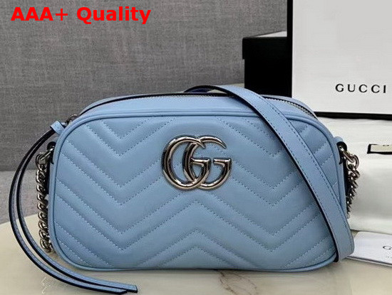 Gucci GG Marmont Small Shoulder Bag Pastel Blue Leather 447632 Replica