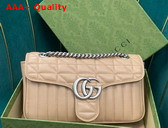 Gucci GG Marmont Small Shoulder Bag Rose Beige Leather 443497 Replica