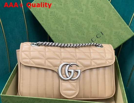 Gucci GG Marmont Small Shoulder Bag Rose Beige Leather 443497 Replica