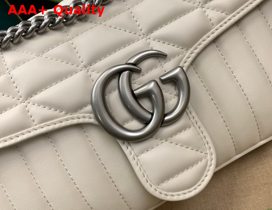 Gucci GG Marmont Small Shoulder Bag White Leather 443497 Replica