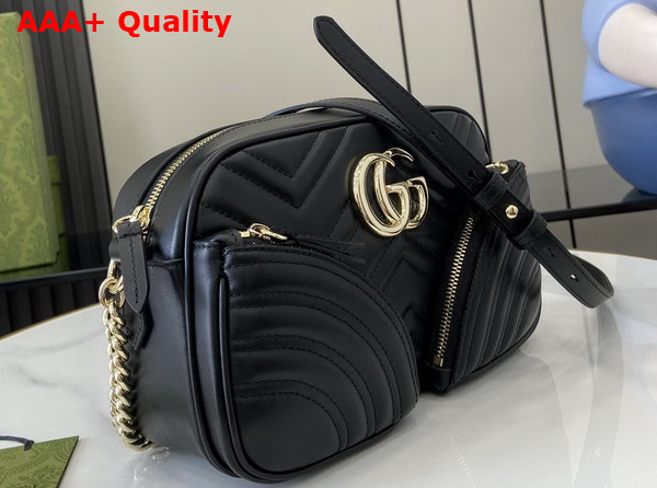 Gucci GG Marmont Small Shoulder Bag in Black Matelasse Chevron Leather 798715 Replica