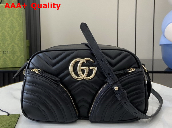 Gucci GG Marmont Small Shoulder Bag in Black Matelasse Chevron Leather 798715 Replica