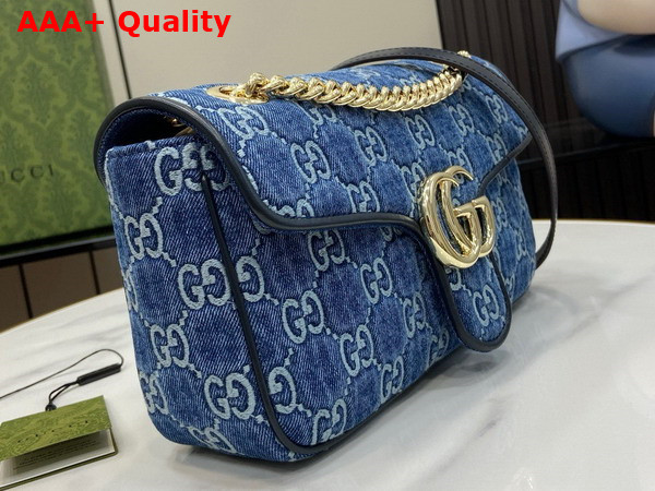 Gucci GG Marmont Small Shoulder Bag in Blue GG Denim 443497 Replica