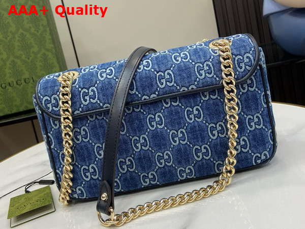 Gucci GG Marmont Small Shoulder Bag in Blue GG Denim 443497 Replica