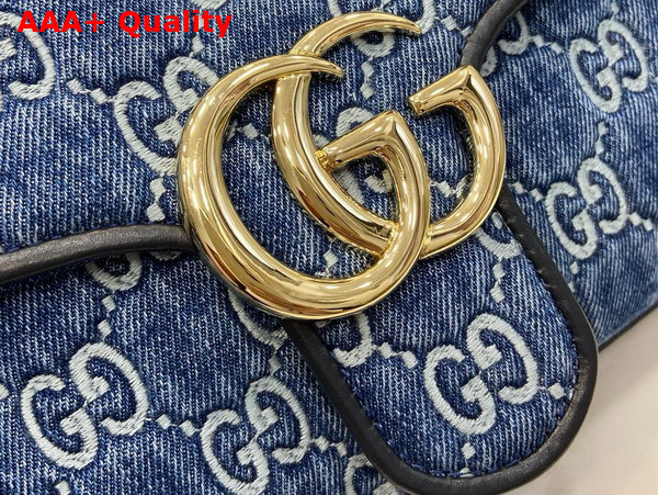 Gucci GG Marmont Small Shoulder Bag in Blue GG Denim 443497 Replica