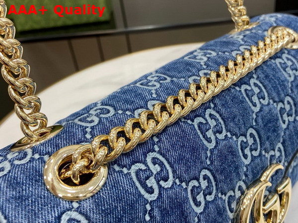 Gucci GG Marmont Small Shoulder Bag in Blue GG Denim 443497 Replica