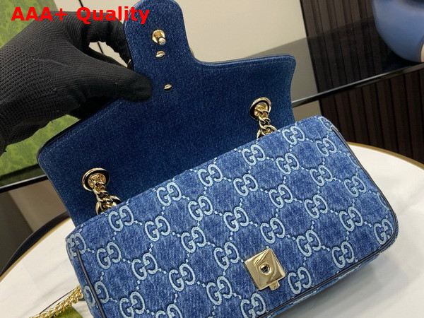 Gucci GG Marmont Small Shoulder Bag in Blue GG Denim 443497 Replica