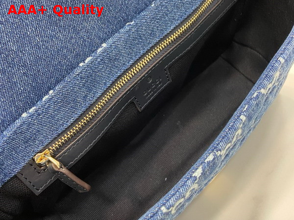 Gucci GG Marmont Small Shoulder Bag in Blue GG Denim 443497 Replica