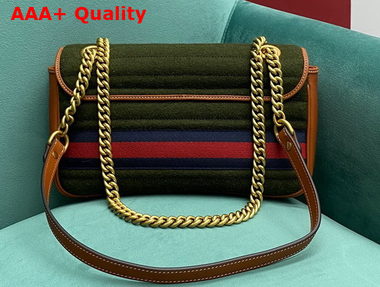 Gucci GG Marmont Small Shoulder Bag in Dark Green Wool Fabric 443497 Replica