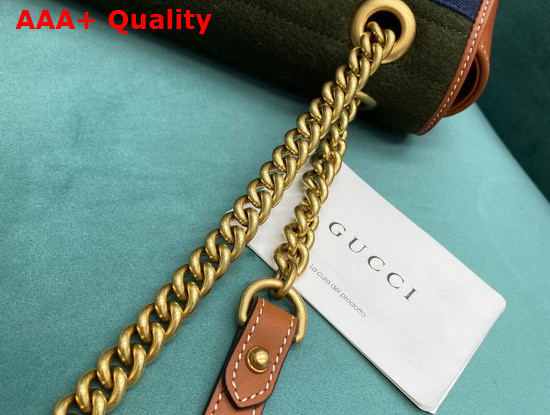 Gucci GG Marmont Small Shoulder Bag in Dark Green Wool Fabric 443497 Replica