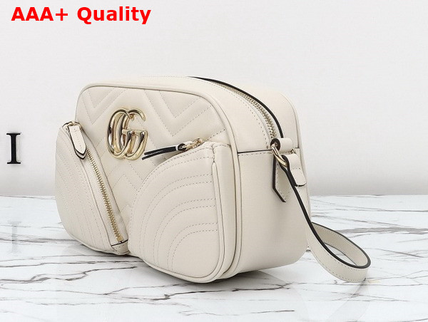 Gucci GG Marmont Small Shoulder Bag in Ivory Matelasse Chevron Leather 798715 Replica