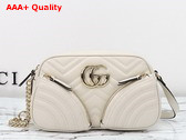 Gucci GG Marmont Small Shoulder Bag in Ivory Matelasse Chevron Leather 798715 Replica