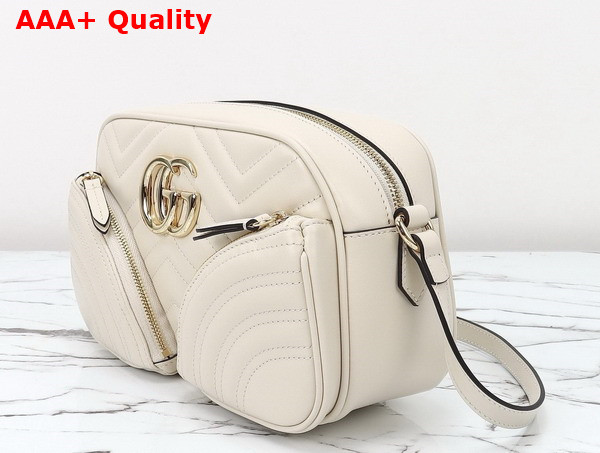 Gucci GG Marmont Small Shoulder Bag in Ivory Matelasse Chevron Leather 798715 Replica