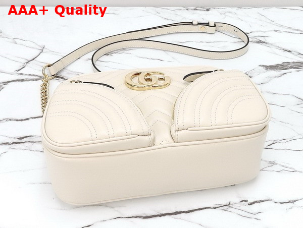 Gucci GG Marmont Small Shoulder Bag in Ivory Matelasse Chevron Leather 798715 Replica