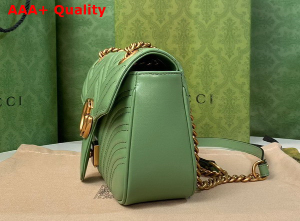 Gucci GG Marmont Small Shoulder Bag in Light Green Leather 443497 Replica