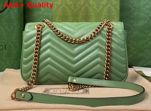 Gucci GG Marmont Small Shoulder Bag in Light Green Leather 443497 Replica