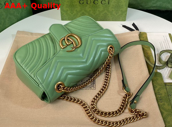 Gucci GG Marmont Small Shoulder Bag in Light Green Leather 443497 Replica