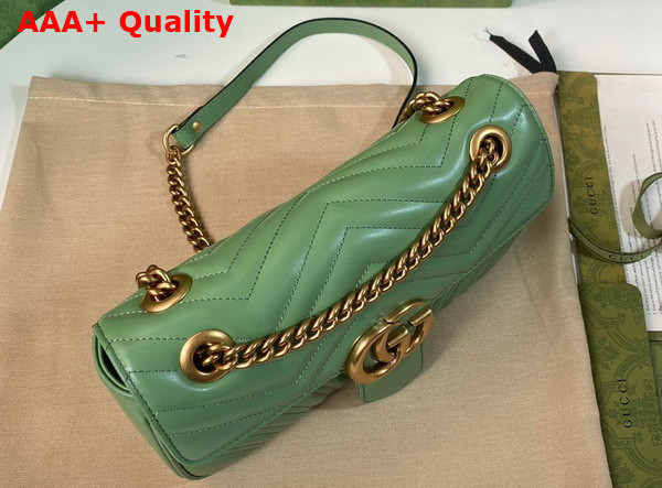 Gucci GG Marmont Small Shoulder Bag in Light Green Leather 443497 Replica