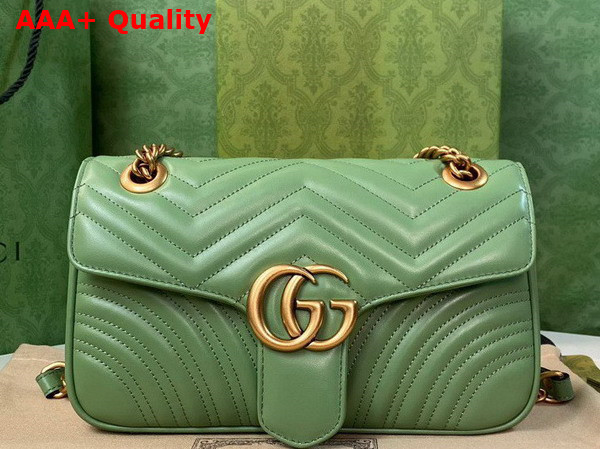 Gucci GG Marmont Small Shoulder Bag in Light Green Leather 443497 Replica