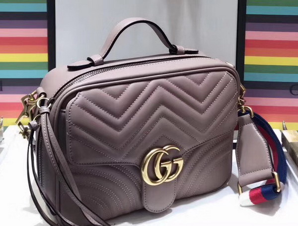 Gucci GG Marmont Small Shoulder Bag in Light Pink Matelasse Chevron Leather with a Heart