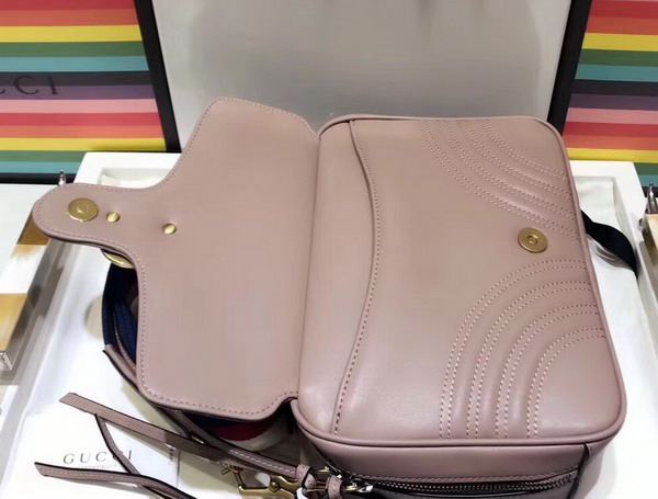 Gucci GG Marmont Small Shoulder Bag in Light Pink Matelasse Chevron Leather with a Heart