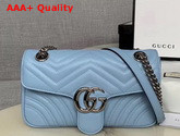 Gucci GG Marmont Small Shoulder Bag in Pastel Blue Leather 443497 Replica