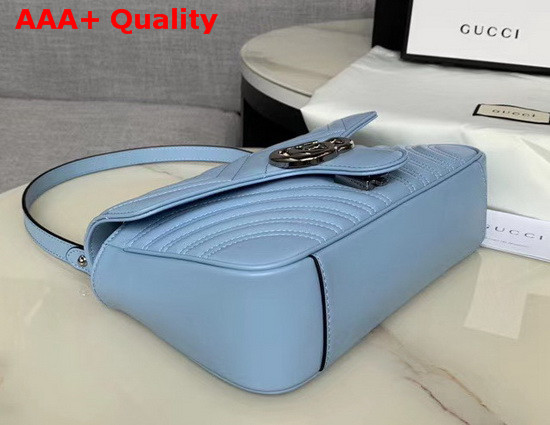 Gucci GG Marmont Small Shoulder Bag in Pastel Blue Leather 443497 Replica