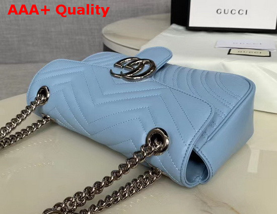 Gucci GG Marmont Small Shoulder Bag in Pastel Blue Leather 443497 Replica