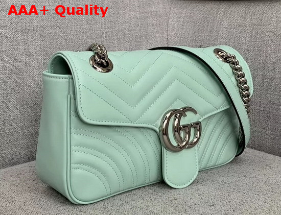 Gucci GG Marmont Small Shoulder Bag in Pastel Green Leather 443497 Replica