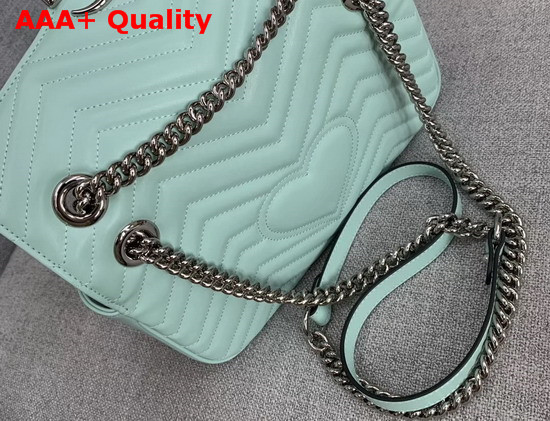 Gucci GG Marmont Small Shoulder Bag in Pastel Green Leather 443497 Replica