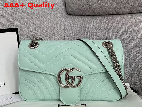 Gucci GG Marmont Small Shoulder Bag in Pastel Green Leather 443497 Replica