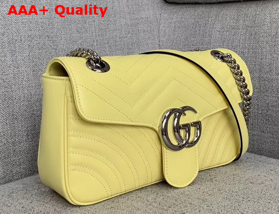 Gucci GG Marmont Small Shoulder Bag in Pastel Yellow Leather 443497 Replica