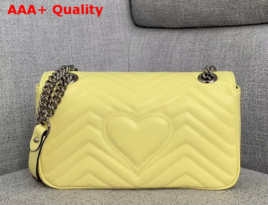 Gucci GG Marmont Small Shoulder Bag in Pastel Yellow Leather 443497 Replica