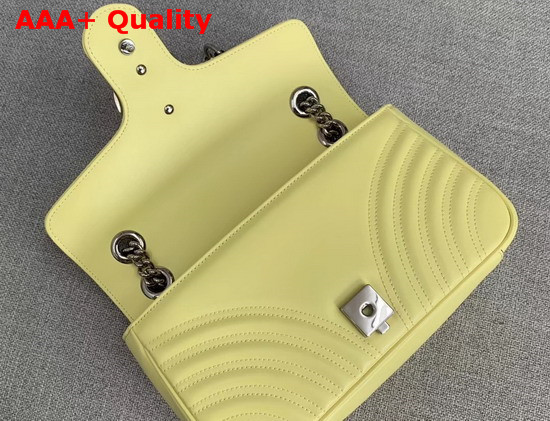 Gucci GG Marmont Small Shoulder Bag in Pastel Yellow Leather 443497 Replica