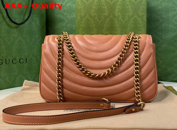 Gucci GG Marmont Small Shoulder Bag in Peach Leather 443497 Replica