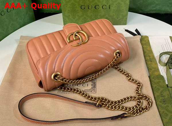 Gucci GG Marmont Small Shoulder Bag in Peach Leather 443497 Replica