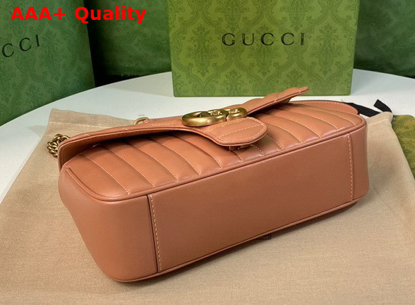 Gucci GG Marmont Small Shoulder Bag in Peach Leather 443497 Replica