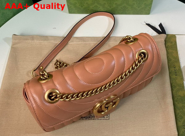 Gucci GG Marmont Small Shoulder Bag in Peach Leather 443497 Replica