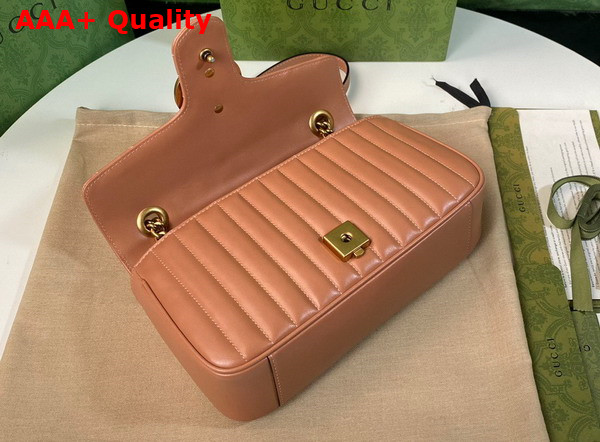 Gucci GG Marmont Small Shoulder Bag in Peach Leather 443497 Replica