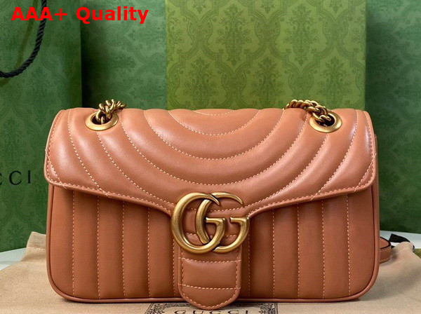 Gucci GG Marmont Small Shoulder Bag in Peach Leather 443497 Replica