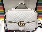 Gucci GG Marmont Small Shoulder Bag in White Matelasse Chevron Leather with a Heart