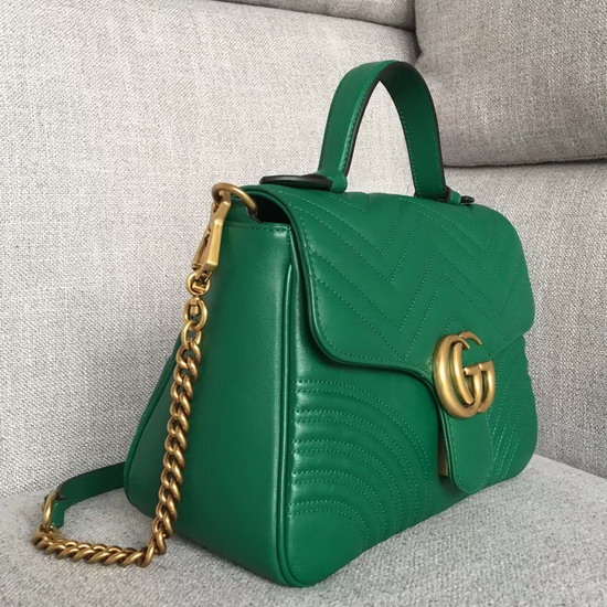 Gucci GG Marmont Small Top Handle Bag Emerald Green Leather