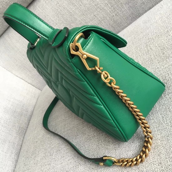 Gucci GG Marmont Small Top Handle Bag Emerald Green Leather