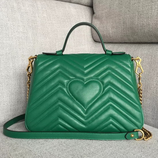 Gucci GG Marmont Small Top Handle Bag Emerald Green Leather