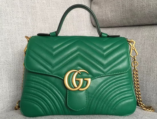 Gucci GG Marmont Small Top Handle Bag Emerald Green Leather